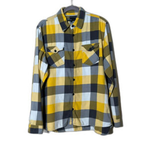 Vintage VANS Flannel Yellow Black White Long Sleeve Cabincore Gorpcore XL
